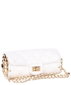 Diamond Quilted Cylinder Shape Crossbody Bag 6741 WHITE